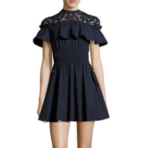 Self-Portrait Navy Lace Mini Dress